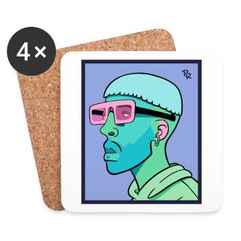 Seltsame Haare, Geek Gesicht und Brille: Ein Nerd - Untersetzer (4er-Set) - Weiß - Vorne