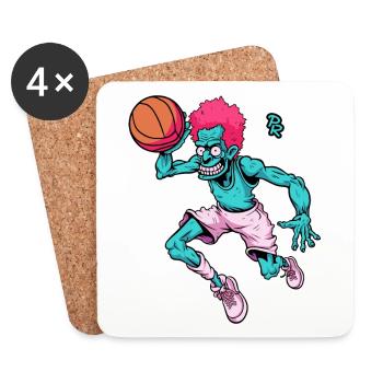 Dessin animé d’un joueur de basket-ball zombie drôle - Dessous de verre (lot de 4) - blanc - Devant