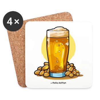 Erdnüsse und Bier - Untersetzer (4er-Set) - Weiß - Vorne
