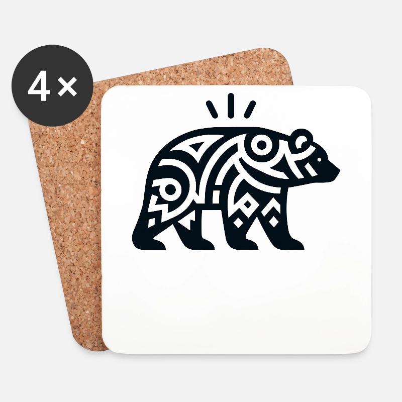 Bär Indianer-Tierkreis - Untersetzer (4er-Set) - Weiß