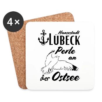 Lübeck Hansestadt Perle an der Ostsee - Untersetzer (4er-Set) - Weiß - Vorne