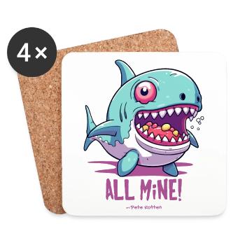 Ich esse alle Süßigkeiten, der "Alles-meins"-Hai - Untersetzer (4er-Set) - Weiß - Vorne