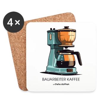 Der Beste Kaffee: Bauarbeiter Kaffee - Untersetzer (4er-Set) - Weiß - Vorne