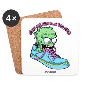 Smelly Foot Sneakers and Deadly Zombie Sock - Coasters (set of 4) - white - Front