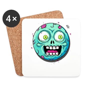 Augen weit offen: Schock, ein Zombie - Untersetzer (4er-Set) - Weiß - Vorne