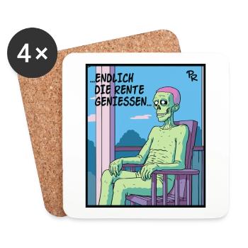 Endlich die Rente genießen: Opa Zombie - Untersetzer (4er-Set) - Weiß - Vorne