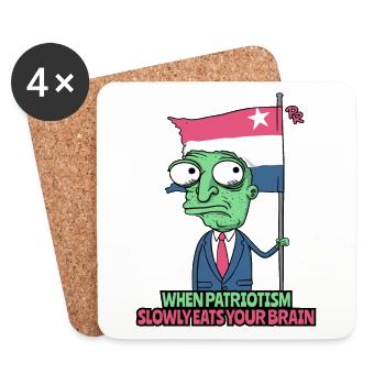 Too much patriotism eats brains, zombie patriot - Coasters (set of 4) - white - Front