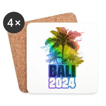 Bali 2024 Urlaub Palmen Bunt - Untersetzer (4er-Set) - Weiß - Vorne