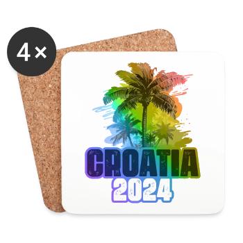Croatia 2024 Holiday Palm Trees Colorful - Coasters (set of 4) - white - Front