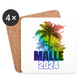 Malle 2024 Palmiers de vacances colorés - Dessous de verre (lot de 4) - blanc - Devant