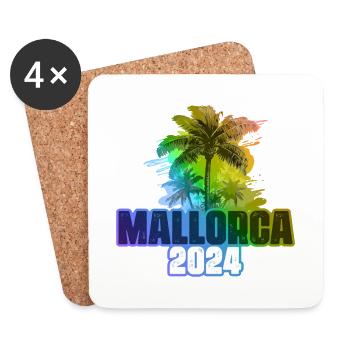 Mallorca 2024 Holiday Palm Trees Colorful - Coasters (set of 4) - white - Front
