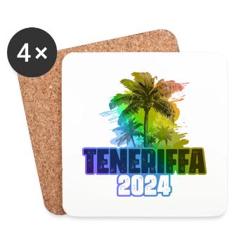 Teneriffa 2024 Urlaub Palmen Bunt - Untersetzer (4er-Set) - Weiß - Vorne