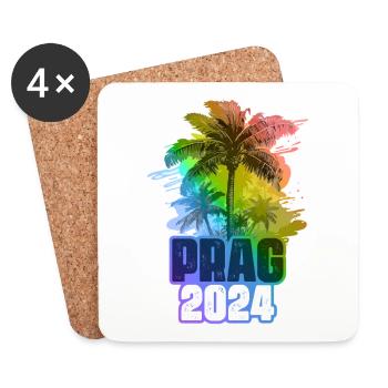 Prague 2024 Vacances Palmiers Colorés - Dessous de verre (lot de 4) - blanc - Devant