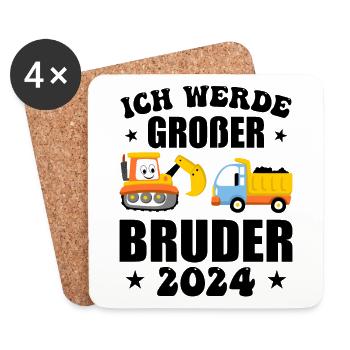 Ich Werde Großer Bruder 2024 - Untersetzer (4er-Set) - Weiß - Vorne