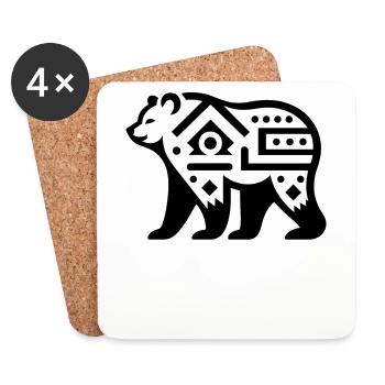 Ours du zodiaque amérindien - Dessous de verre (lot de 4) - blanc - Devant