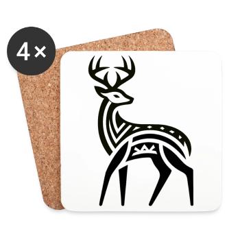 Cerf Amérindien Zodiaque - Dessous de verre (lot de 4) - blanc - Devant