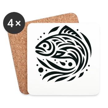 Salmon Native American Zodiac - Coasters (set of 4) - white - Front