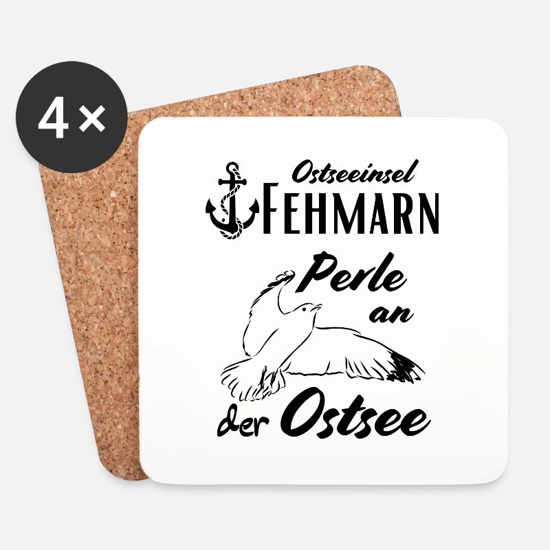 Fehmarn Ostseeinsel und Perle an der Ostsee - Untersetzer (4er-Set) - Weiß