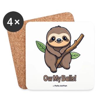 Cute sloth with ouch, - Coasters (set of 4) - white - Front