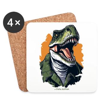 A Human as a T Rex Dinosaur - Coasters (set of 4) - white - Front