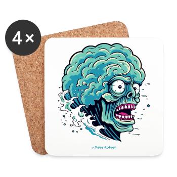 Brainwaves: Skull of a zombie - Coasters (set of 4) - white - Front