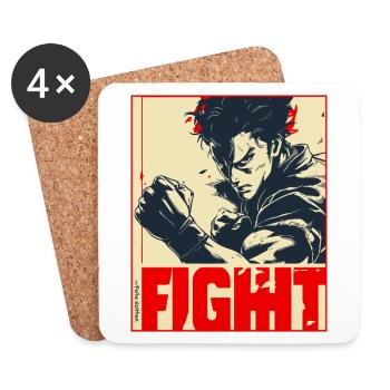 Poster: Martial-Arts Manga Anime Combat - Coasters (set of 4) - white - Front