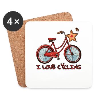 I love cycling - Coasters (set of 4) - white - Front