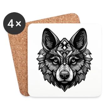 Chien Akita - Dessous de verre (lot de 4) - blanc - Devant