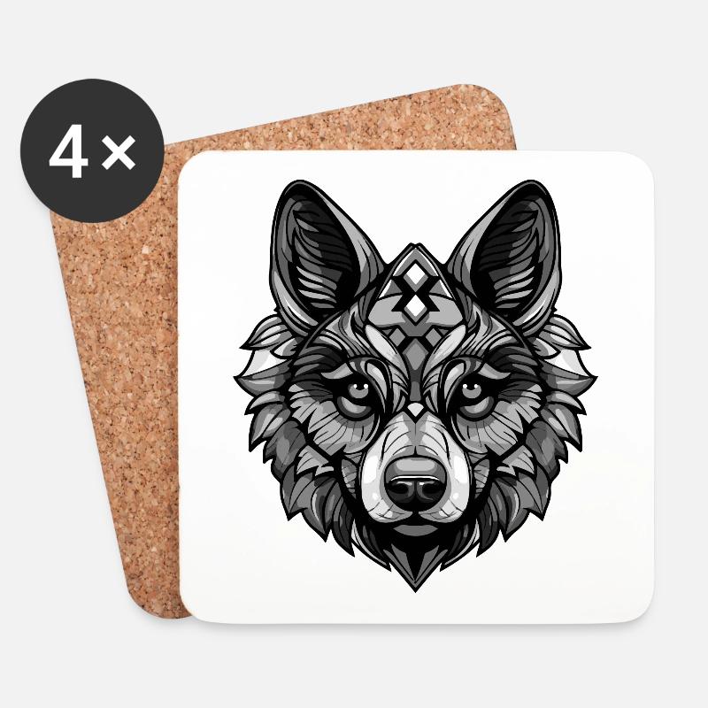 Hund Akita - Untersetzer (4er-Set) - Weiß