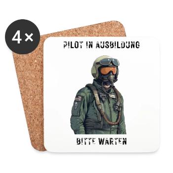 Pilot in Ausbildung - Untersetzer (4er-Set) - Weiß - Vorne