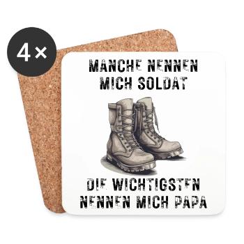 Papa Soldat - Untersetzer (4er-Set) - Weiß - Vorne