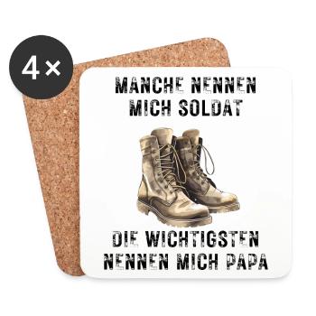 Soldat Papa - Untersetzer (4er-Set) - Weiß - Vorne