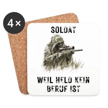 Soldier because hero is not a profession - Coasters (set of 4) - white - Front