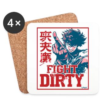 Anime Arts Martiaux : Combattez Dirty - Dessous de verre (lot de 4) - blanc - Devant