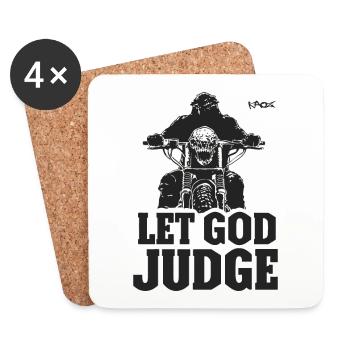 Que Dieu juge, motard à moto rocker - Dessous de verre (lot de 4) - blanc - Devant