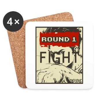 Martial Arts Tournament: Round 1 - Fight - Coasters (set of 4) - white - Front