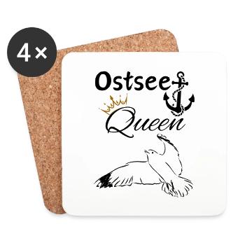 Reine des mers de la Baltique Ancre de la reine des mers de la Baltique et mouette - Dessous de verre (lot de 4) - blanc - Devant