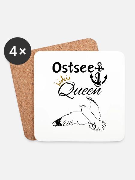 Ostsee Queen-Ostsee Königin-Anker und Möwe - Untersetzer (4er-Set) - Weiß