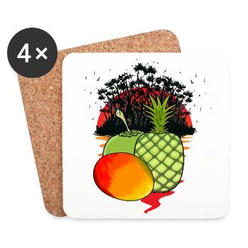 Caribbean, Island, Fruits, Fruits, Vitamins, Summer, Fruit - Coasters (set of 4) - white - Front