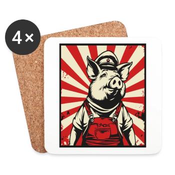 Kommunisten Propaganda Sozialisten Schwein - Untersetzer (4er-Set) - Weiß - Vorne
