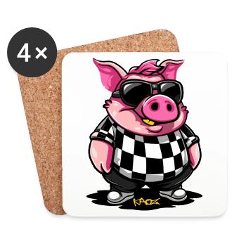 Cool Short Pig - Coasters (set of 4) - white - Front