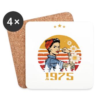 49 years old - Born in February 1975 - Coasters (set of 4) - white - Front