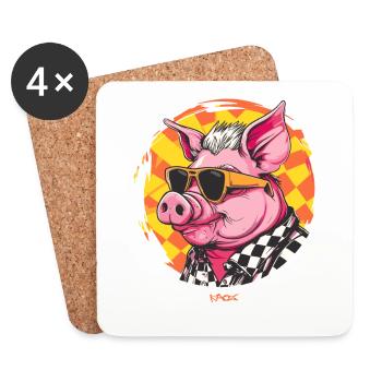 Cool Sunglasses Pig - Coasters (set of 4) - white - Front