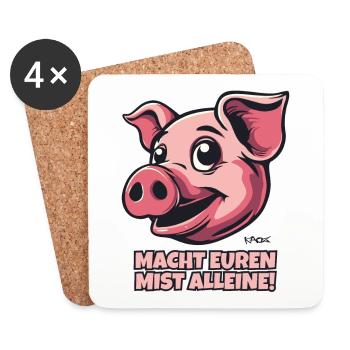 Fais ta merde tout seul, cochon malin - Dessous de verre (lot de 4) - blanc - Devant