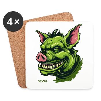 Green Goblin Pig - Coasters (set of 4) - white - Front