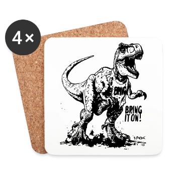 Dino Dinosaur T-Rex : Attachez-le ! - Dessous de verre (lot de 4) - blanc - Devant