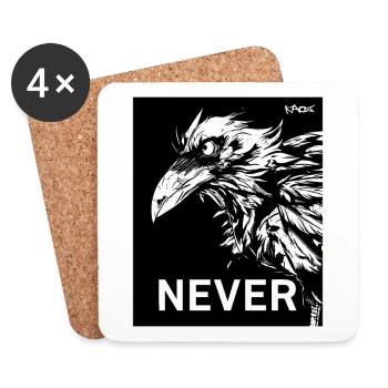 Never, a black raven - Coasters (set of 4) - white - Front