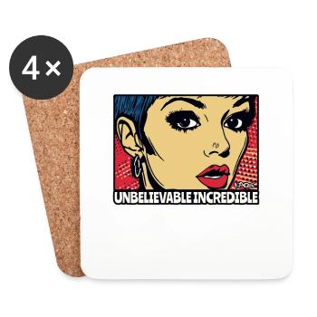 Die unglaubliche, fantastische Pop-Art-Frau - Untersetzer (4er-Set) - Weiß - Vorne