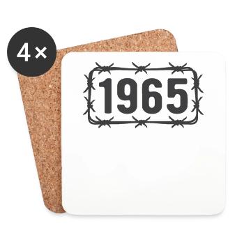 Birthday Vintage 1965 Barbed Wire - Coasters (set of 4) - white - Front