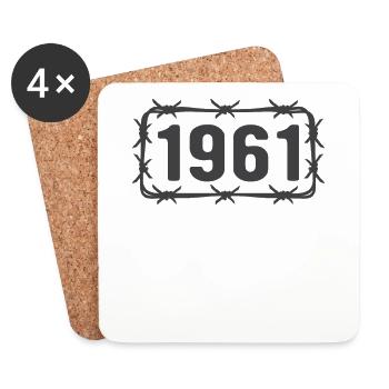 Anniversaire Vintage 1961 fil de fer barbelé - Dessous de verre (lot de 4) - blanc - Devant
